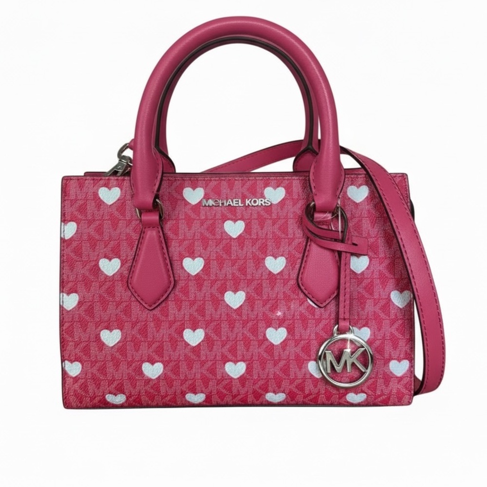 Michael Kors Hot Pink Heart-Print Crossbody Satchel
